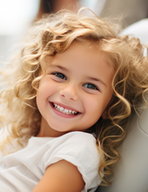 Happy, smiling little girl in dental treatment chair